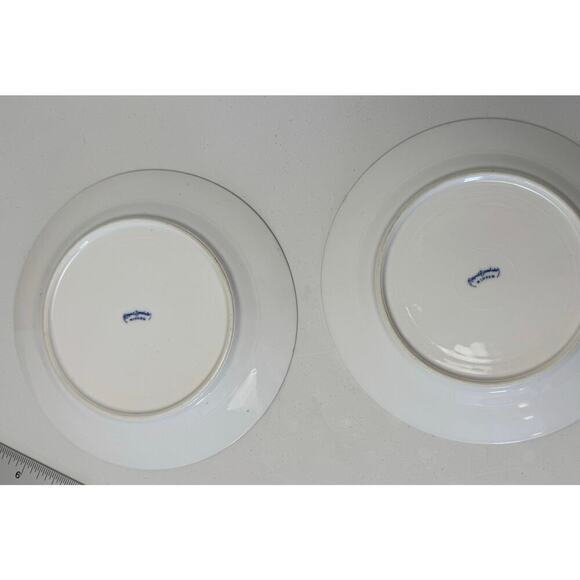 Vintage Pair Nippon Blue Phoenix Birds Royal Sometuke Plates Two 8 1/2” EUC - Picture 5 of 10